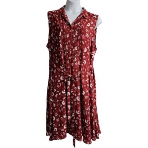 Dip red sleeveless floral swing dress